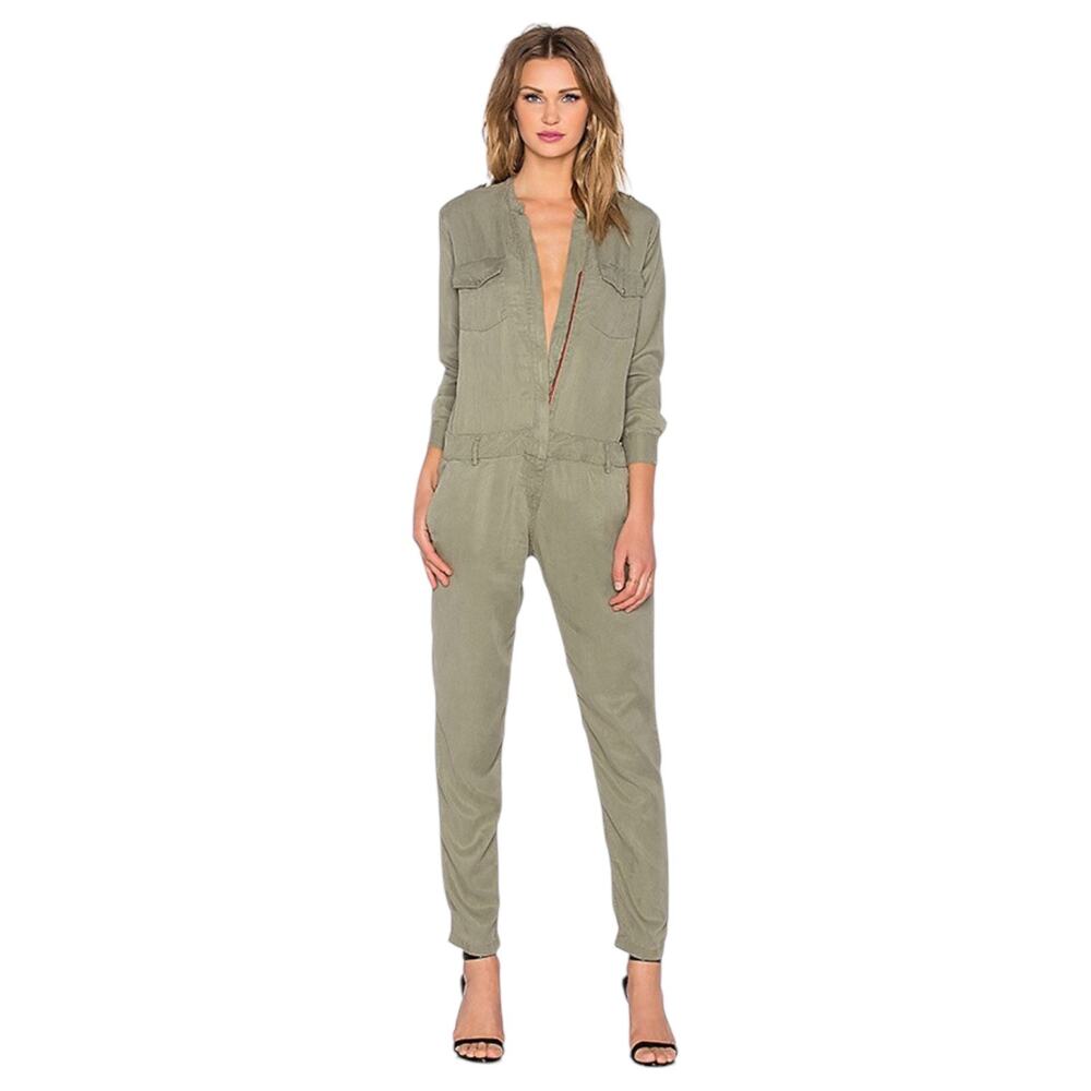 Etienne Marcel Jumpsuit Womens SZ XS Green Utility Chic Modern Casual Sleek Luxe